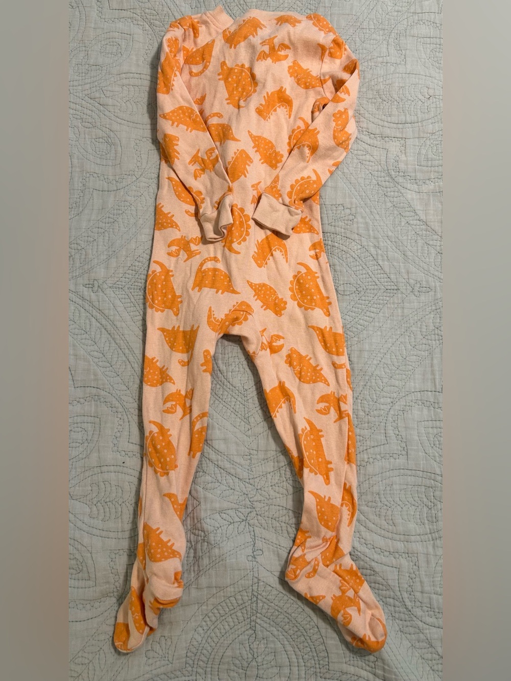 dip Peach and Orange Dinosaur Footed Pajamas